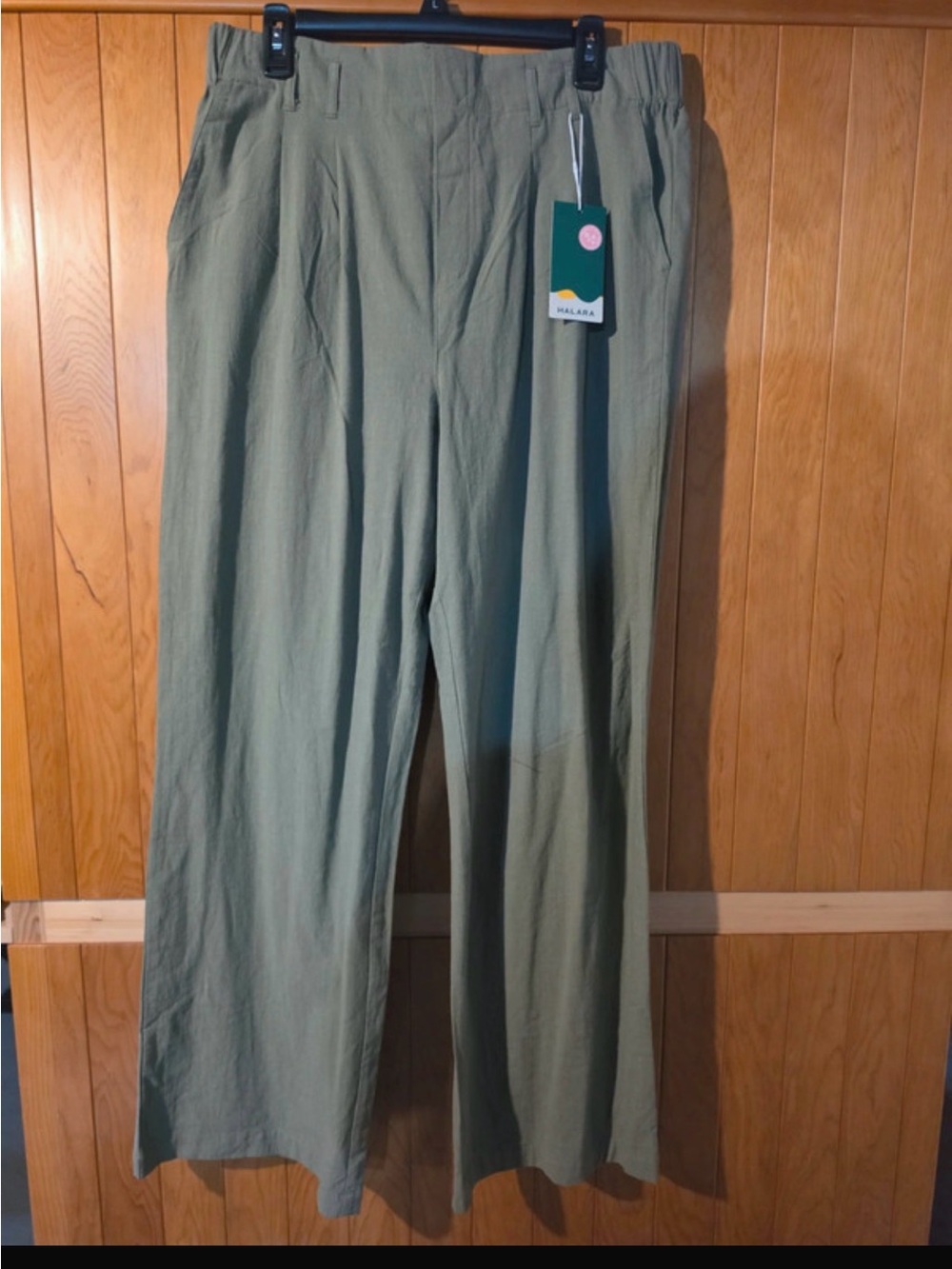 HALARA Olive Green Relaxed Cotton Pants